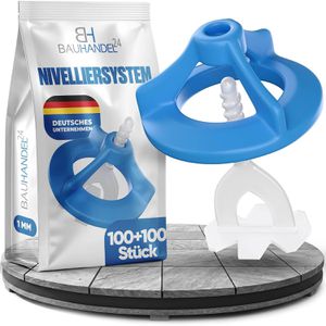 BH24 Fliesen-Nivelliersystem Gewindehauben-System, 1 mm Fugenbreite, für Fliesenstärke bis 16 mm, 200-teilig