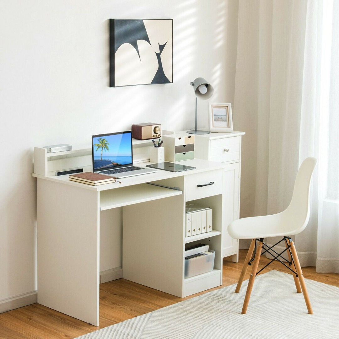 17 Stories Computer Desk White 90cm H X 105cm W X 55cm D