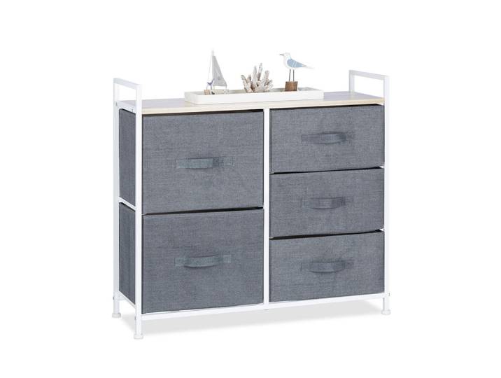 Relaxdays Regalsystem Grau Weiß 5-Schubladen, Metall, 83x77.5x29 cm, Freizeit & Co, Heimwerken, Werkstatteinrichtung, Werkzeugschränke
