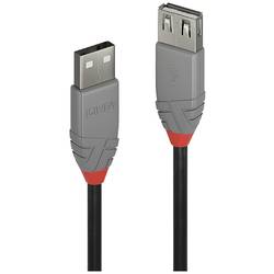 LINDY USB-Kabel USB 2.0 USB-A Stecker, USB-A Buchse 3.00 m Schwarz, Grau PVC-Mantel 36704