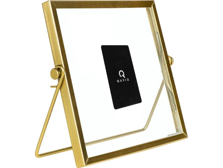 QUVIO Fotolijst - Fotoalbum - Fotoboek - Foto - Fotokader - Fotolijstje voor 1 - Fotolijsten - Fotohouder - Woonaccessoires - Staand - Staal - Rechthoek - 15 x 15 cm (bxh) - Goud