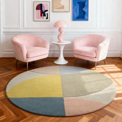 Wollteppich TED BAKER "Savile", creme multifarben, H:17mm Ø:200cm, Wolle, Teppiche, Wolle, Naturteppich, Handgemacht, Wohnzimmer, Schlafzimmer, bunt