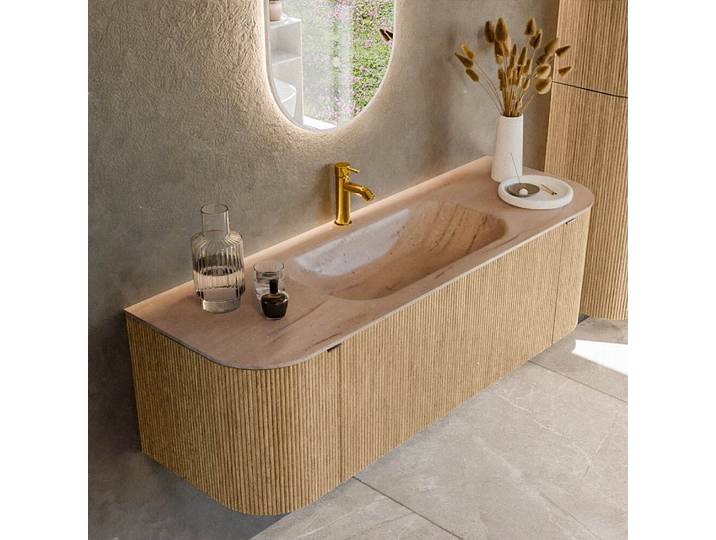 waschtisch mit unterschrank curve gerundet echtholz 140 cm...