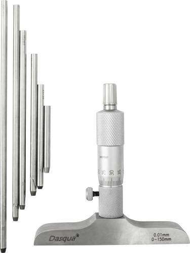 Dasqua 4611-8125 Tiefenmikrometer mit Kontrollmaß 0 - 150mm DIN 863