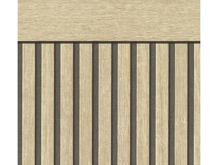A.S. Création Vliestapete mit Wandpaneelmotiv & Sockelleiste 0,53 x 10,05 m - Beige, Braun, Schwarz - Tapete in realistischer Holzoptik - 399561