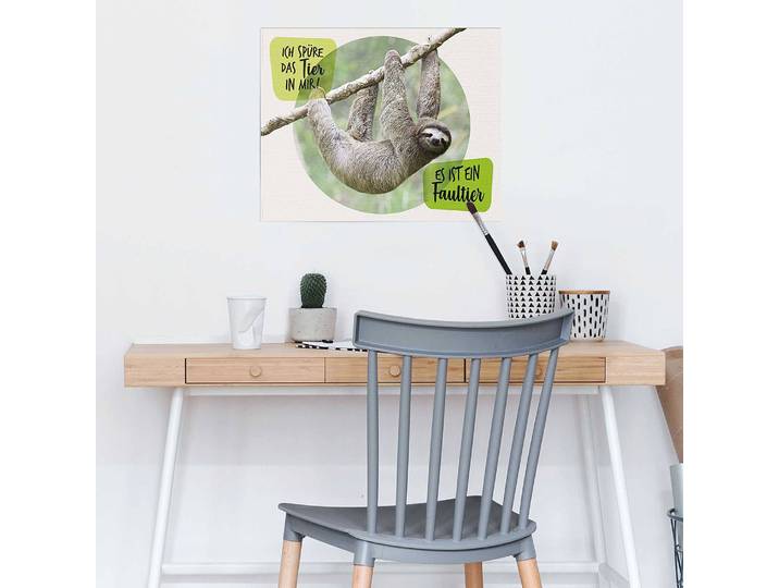 home24 Poster Luiaard papier groen 40 x 50 x 0cm