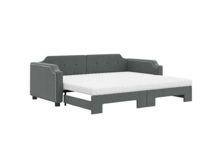 Makastle Ausziehbares Tagesbett mit Matratzen Dunkelgrau 100x200cm 100% Polyester Bezug