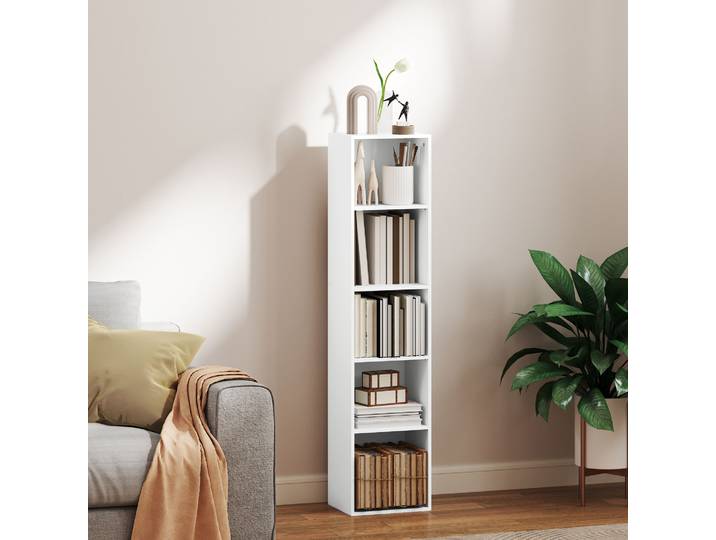 HOMCOM Bibliothèque 5 Niveaux Étagères Réglables Blanc