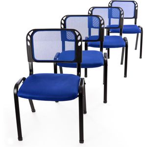Nexos Besucherstuhl ZHM20504 SL4, stapelbar, Vierfußstuhl, Stoff/Netz, blau, 4 Stück