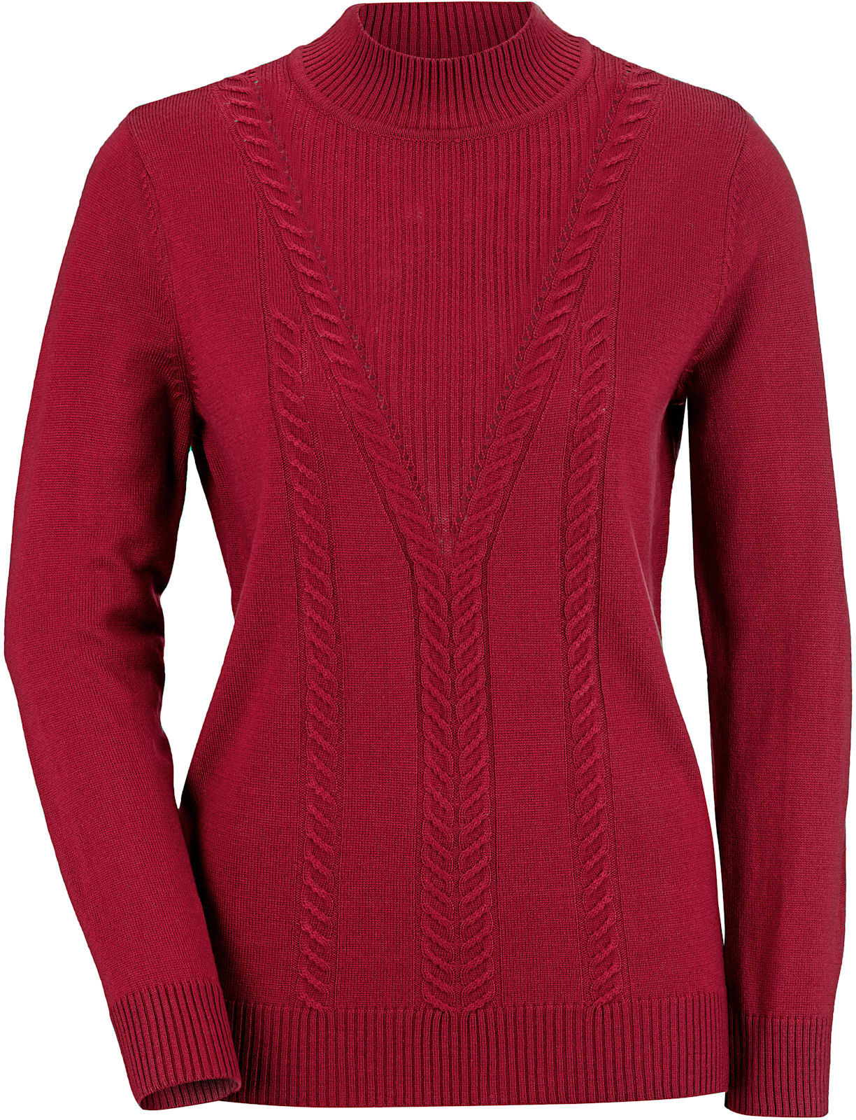 Stehkragenpullover CASUAL LOOKS "Pullover", Damen, Gr. 40, rot (kirschrot), 100% Polyacryl, unifarben, figurumspielend, Pullover Stehkragenpullover kirschrot 40