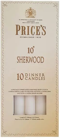 Price's Prices 10 Sherwood Pack Of 10 White Candles