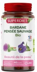 Superdiet Bardane Pensée Sauvage Bio - Beauté de la Peau - 80 Comprimés - Boîte 80 comprimés