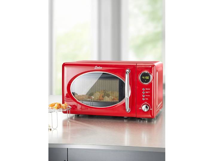 Retro-Mikrowelle mit Grill-Funktion, Rot