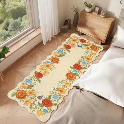 Garvee Butterfly Floral Scalloped Area Rug