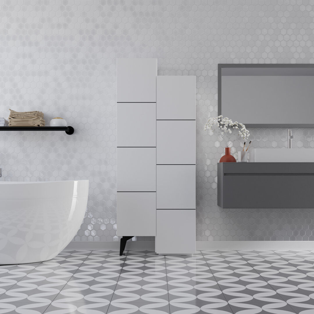 Metro Alisen 8-Door Cabinet Stylish Multipurpose Storage with 8 Shelves White 155.4cm H X 62.2cm W X 37.4cm D