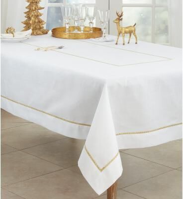 Saro Lifestyle Tablecloth With Embroidered Border Design