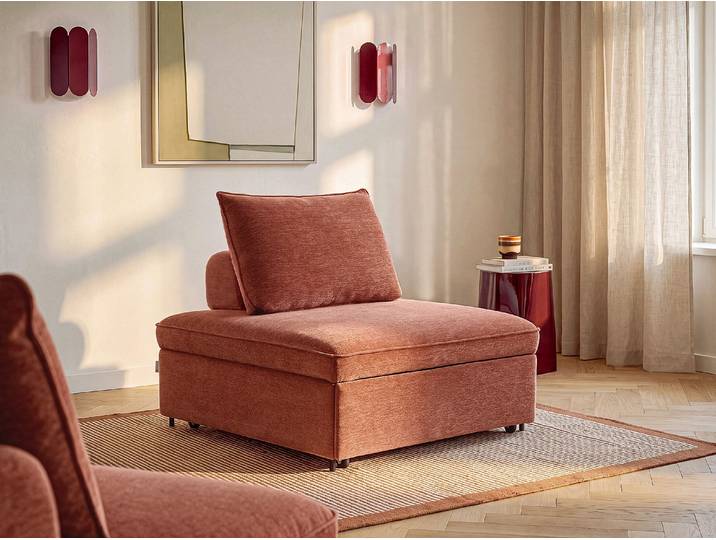 Schlafsessel aus meliertem Stoff in Terracotta EKAVO