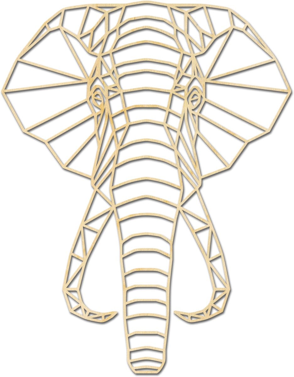 Geometrische Olifant Hout-Kado Wanddecoratie voor Volwassenen