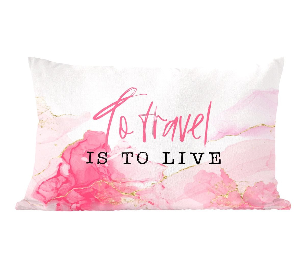 Sierkussen Marmer met Quote To travel is to live - 60 x 40 cm