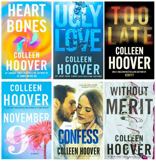 Various Publishers Colleen Hoover 6 Book Collection Set - Heart Bones, Without Merit, Ugly Love, November 9, Too Late & Confess - Paperback Adult Romance Bundle