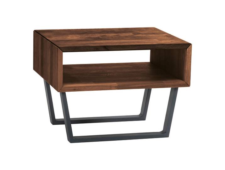 Hasena Nachtschrank, Nussbaum, Schwarz, Metall, Nussbaum, massiv, 50x36x41 cm, Holzmöbel, Holztische, Nachttische Holz