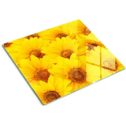 GLASPLATTE 60x52 cm Sonnenblumen