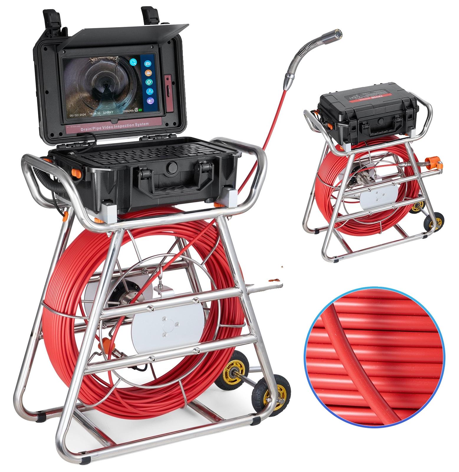 VEVOR Abwasserkamera Rohrinspektionskamera mit 512hz Sonde 22,9 cm 720p Bildschirm 50,3m, 100 m