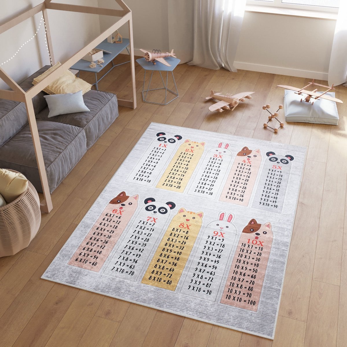 Tapiso Emma Vloerkleed met Vermenigvuldigingstabel voor de Kinderkamer, 80 x 150 cm