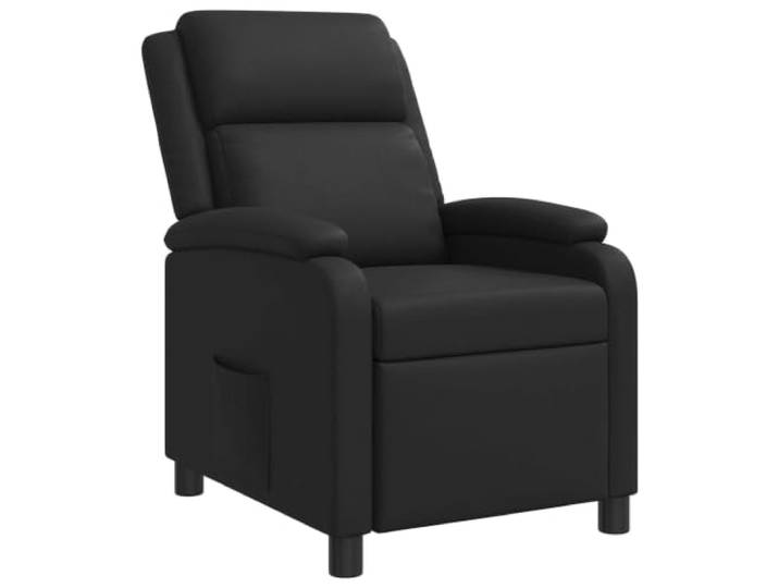 NLQMSU Sessel, neigbar, Kunstleder, Schwarz Mechanismus 115° bis 160°, flexible Rückenlehne, robustes Metall, Holz, schwarze Kunststofffüße, pflegeleicht