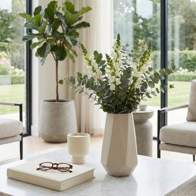 Sagebrook Home Ceramic Decorative Vase Faceted Geometric Angular Contemporary Design