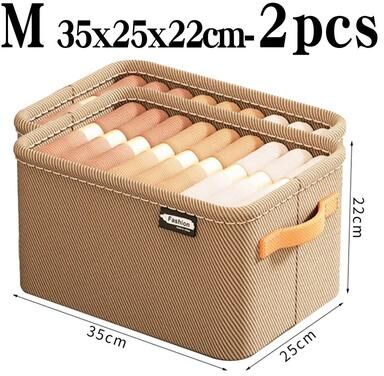 Uplift Treasures Thick Fabric Clothes Storage Organizer khaki M 2pcs
