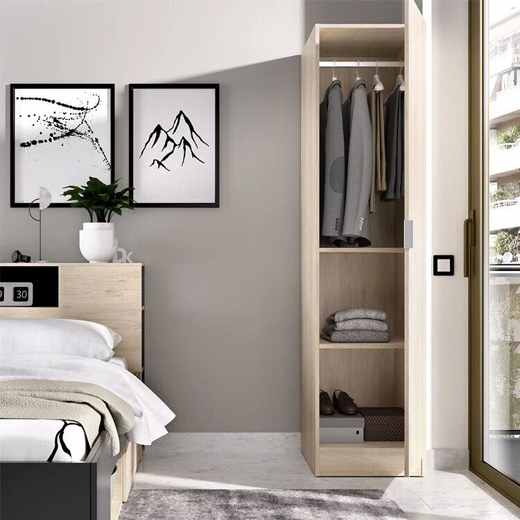 garneroarredamenti Armadio 41x184h cm con barra appendiabiti legno rovere Juan