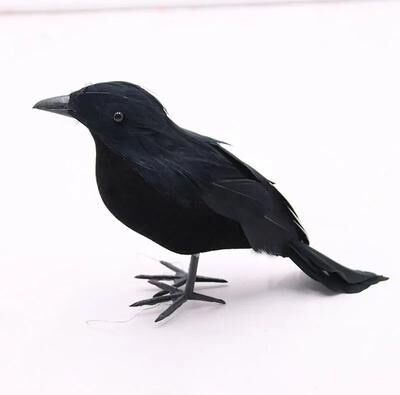 Inspire Essentials Realistic Black Crow Halloween Decoration Feather Raven Prop a