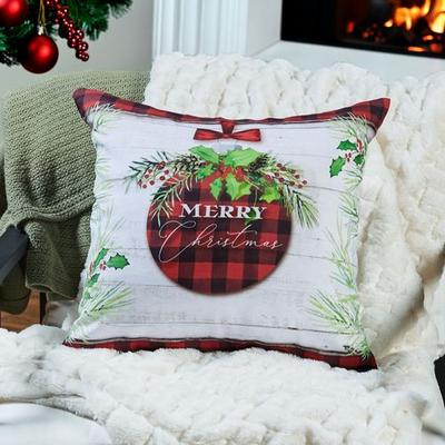 Laural Home Llc "Christmas Ornament Decorative Pillow Red 18"" Square, 18"" Square, Red"