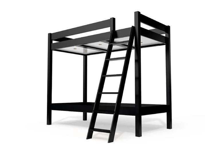 Lit superposé 2 places 90x190 échelle inclinée bois ABC 90x190 Noir