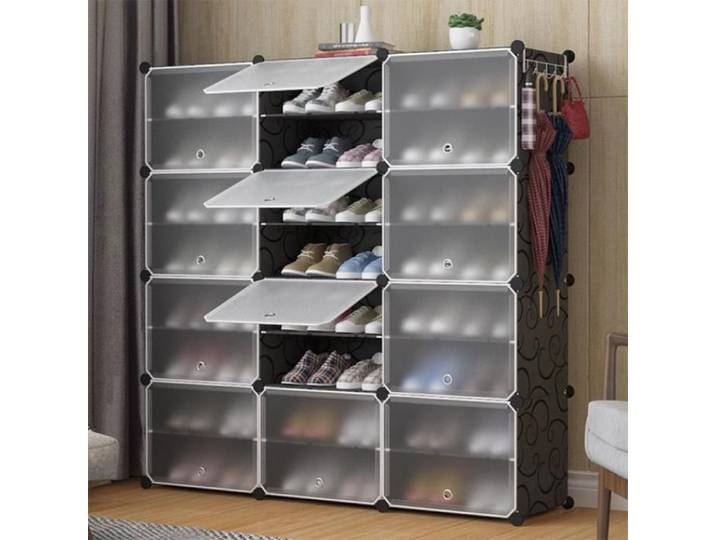 MIPAN.Meuble De Sejour - Entree-Meuble A Chaussures - 120x120x30 cm - Meuble Chaussures - Pour Entrée Salon Chambre - Noir