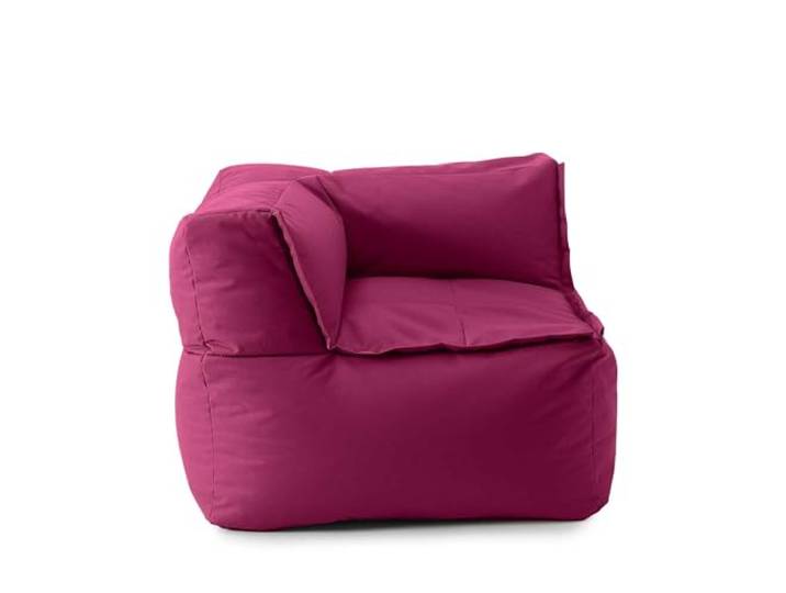 Lumaland Sitzsack-Lounge Modular Eckteil Waschbare Sitzmöbel für Innenräume & Garten Indoor & Outdoor Sitz-Garnitur Wasserfester Ecksessel Einfach erweiterbar 81x81x70cm [Rotwein]