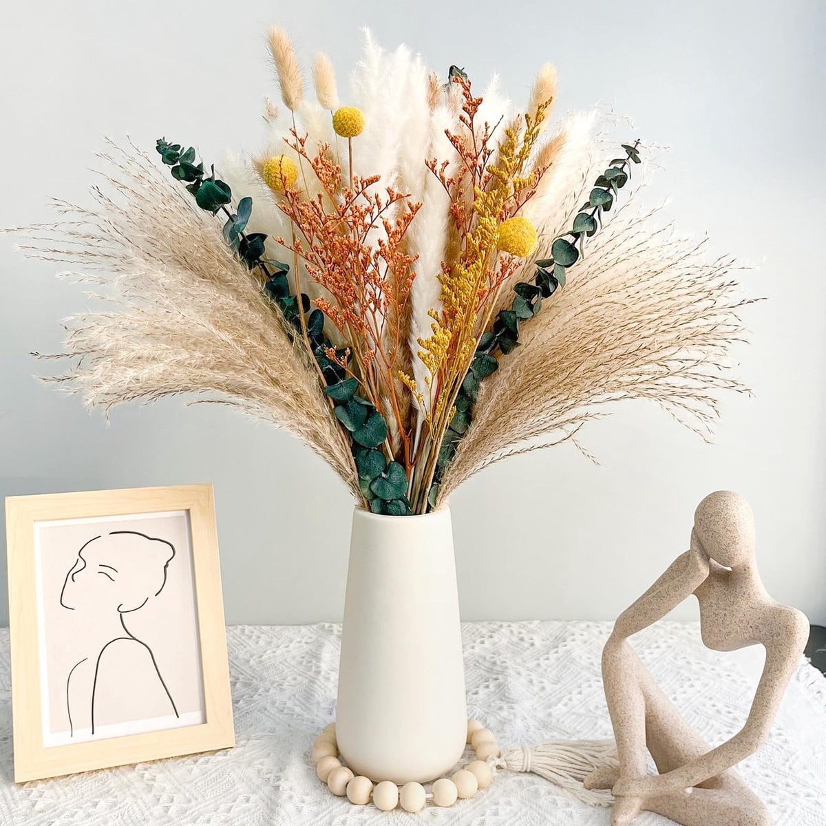 SnelShoppen Pampasgras Gedroogde Bloemen 115 Stuks voor Boho Decoratie