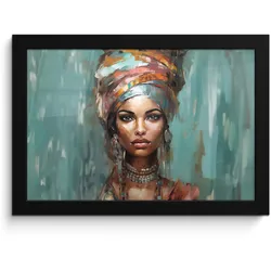 POSTER MIT RAHMEN Frau - Kunst - Schmuck - Porträt 30x20 cm