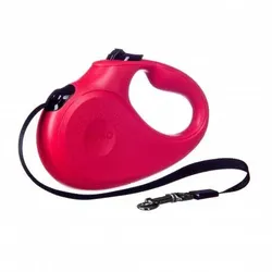 Barry King automatische Hundeleine rot L - Gurt 5m, bis 50kg