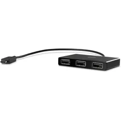HP USB-C-zu-USB-A-Hub (USB-C, 3 Ports), Dockingstation + USB Hub, Schwarz