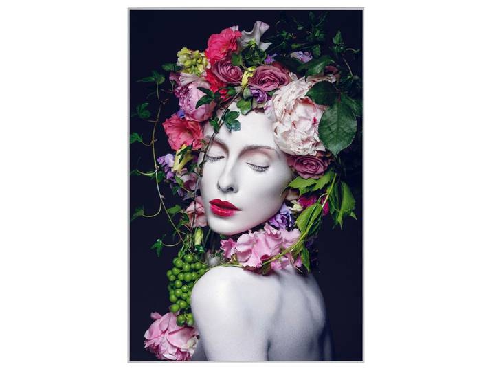 Bild mit Rahmen Hübsche Frau mit Blumen Perücke image LAND