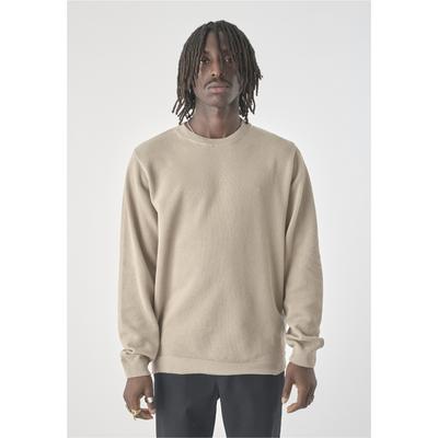 Strickpullover CLEPTOMANICX "Crewneck Grower", Herren, Gr. L, beige (hellgrau), 100% Baumwolle, unifarben, normal, Rundhals, Pullover Strickpullover, im lockeren Schnitt