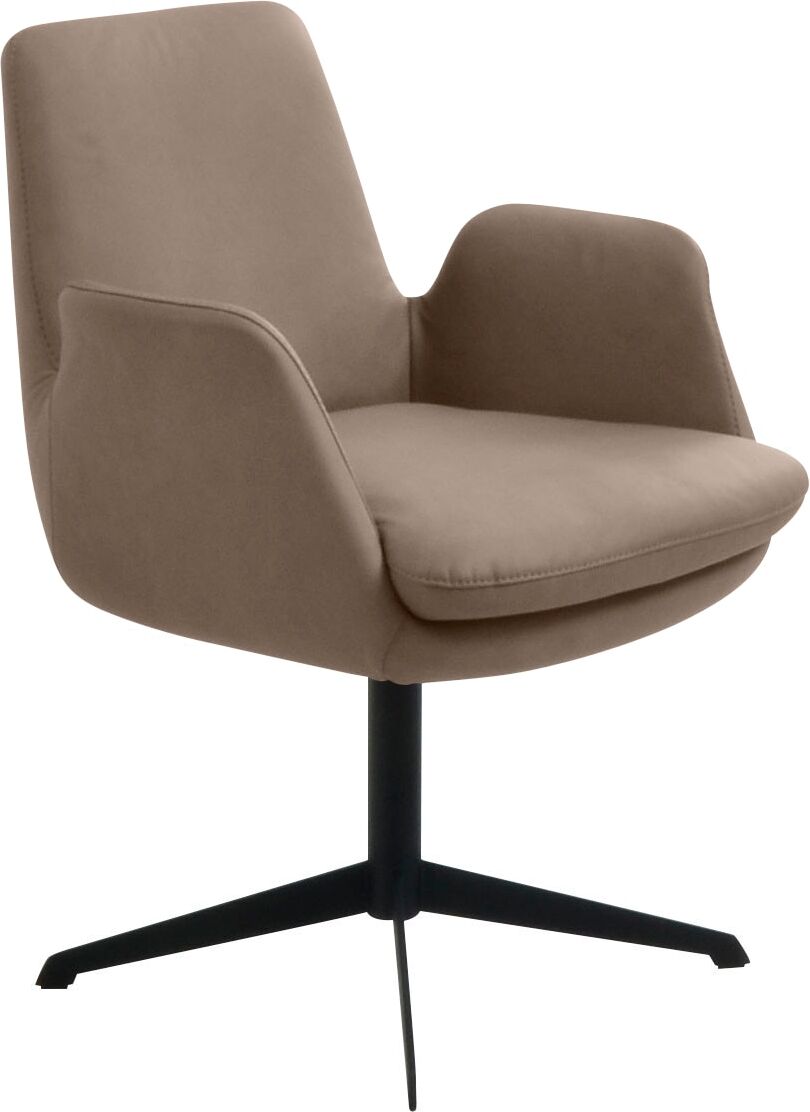 Drehstuhl K+W KOMFORT & WOHNEN "Cube", braun (wüste 76, schwarz), B:63cm H:84cm T:65cm, Stühle, Drehstuhl, Rückholfunktion, Untergestell schwarz wüste 76, schwarz B/H/T: 63cm x 84cm x 65cm, Leder CLOUD