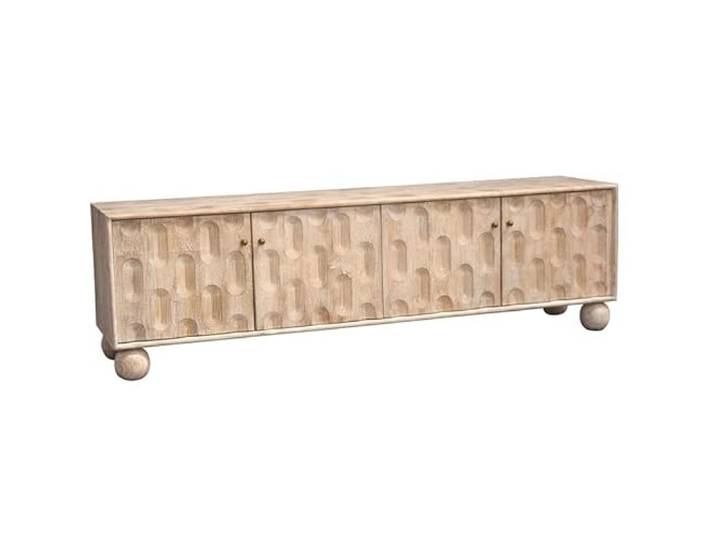 DRW TV-Möbel mit 4 Holztüren in Natur, 50 x 170 x 40 cm