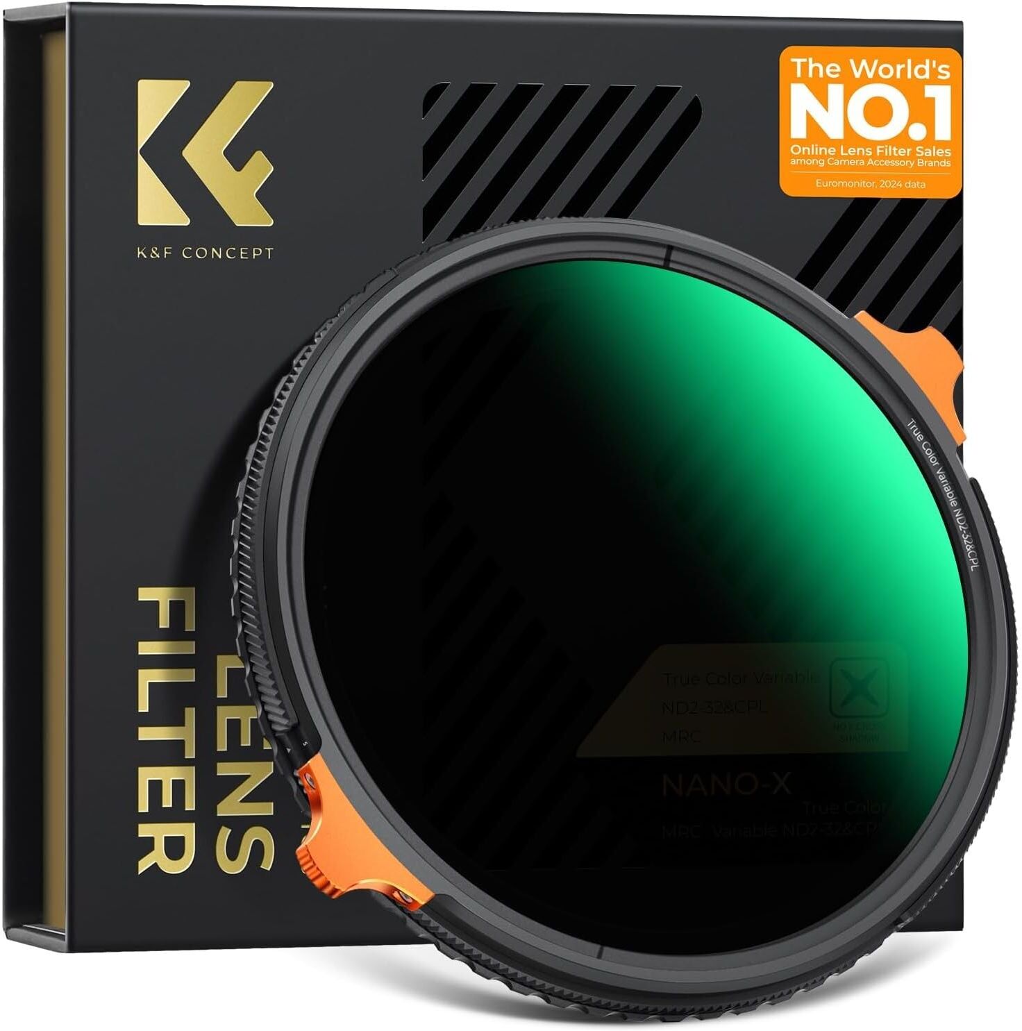 K&F CONCEPT K&F; CONCEPT 82mm TRUE COLOR Variable ND2-32 & CPL 2-in-1 Filter – Nano-X Series, Used - Like New