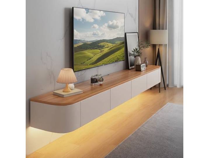 YINXSLO TV Lowboard Hängend mit Schublade für Wohnzimmer Modern Tv Board Hängend, Kiefernholz Tv Schrank mit Großzügigem Stauraum für Wohnzimmer und Schlafzimmer