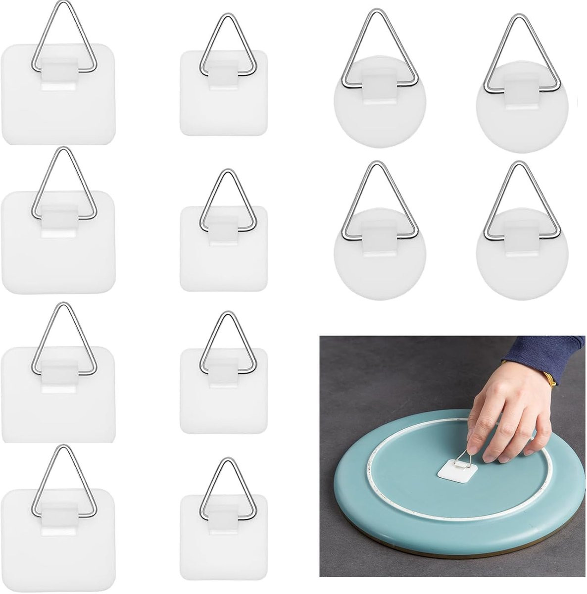 Allecto Plus Fotohaken Zelfklevend - 12 Stuks - 3 Vormen - Voor Keuken en Wanddecoratie - Ophangen Zonder Boren