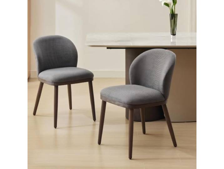 IDEALHOUSE Modern Ergonomisch Esszimmerstühle 2er, Bis 300kg, Leinenstoff hohe Belastbarkeit, Gepolsterte Sitzfläche, robuste Holzbeine, vielseitig für Küche, Esszimmer, Restaurant, Büro, Dunkelgrau
