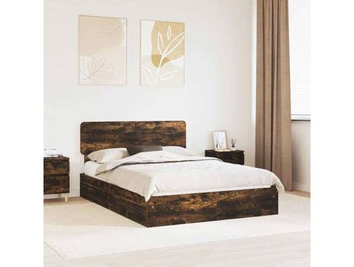 Stauraumbett Holzwerkstoff mit Schubladen modern 160x200 cm Braun Stauraumbett Geräucherte Eiche 160x200 cm Holzwerkstoff mit Lattenrost Schubladen Bettgestell King Size